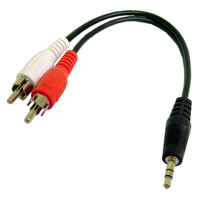 CALRAD | Y Cable 2 RCA Male-3.5mm Stereo Plug 10 inch