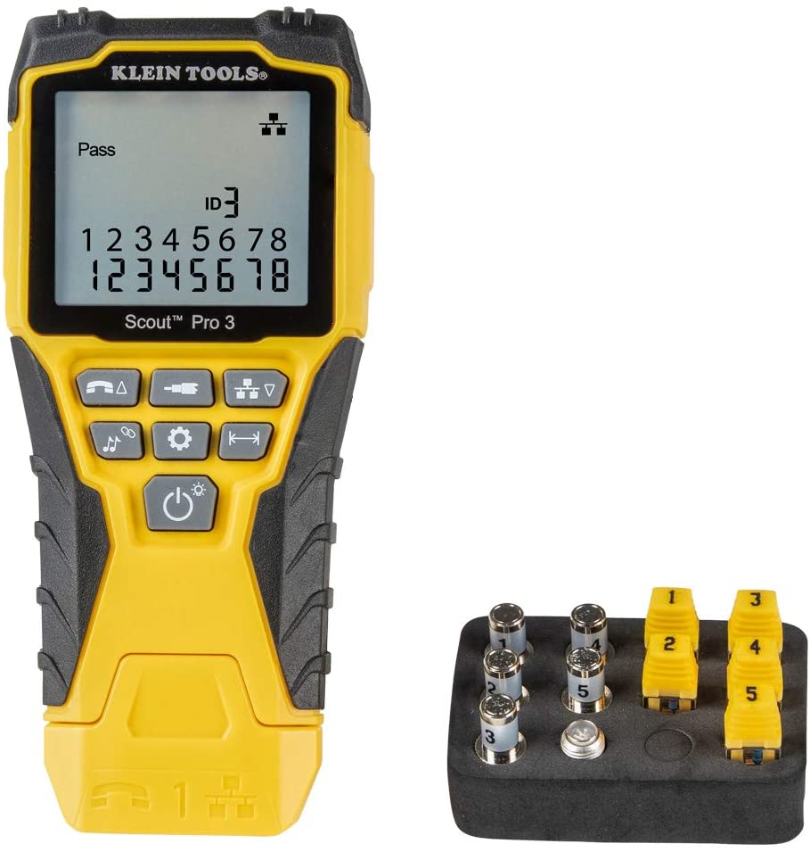 Klein Tools | Cable Tester Kit
with Scout Pro 3 Tester,
Remotes, Adapter, Battery