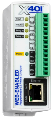 Control By Web | Web Relay POE
2 Digital Inputs, 2 Relays, up
to 16 1-Wire sensors w/
built-in web-server 4-26VDC