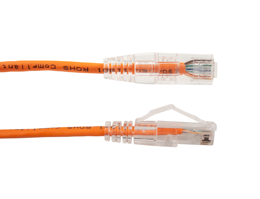 Vertical Cable | Patch Cord CAT 6A Slim Boot 3&#39; Orange