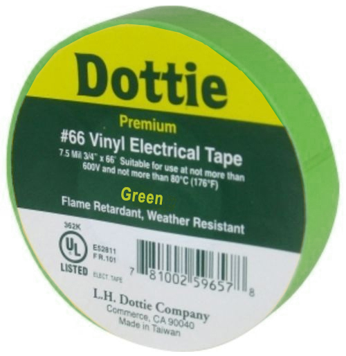 Tape GREEN GENERAL VINYL PVC
3/4&quot; X 60&#39;