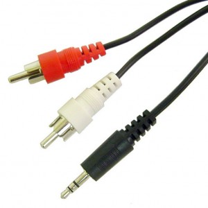 CALRAD | Y Cable 2 RCA Male-3.5mm Stereo Plug 10FT
