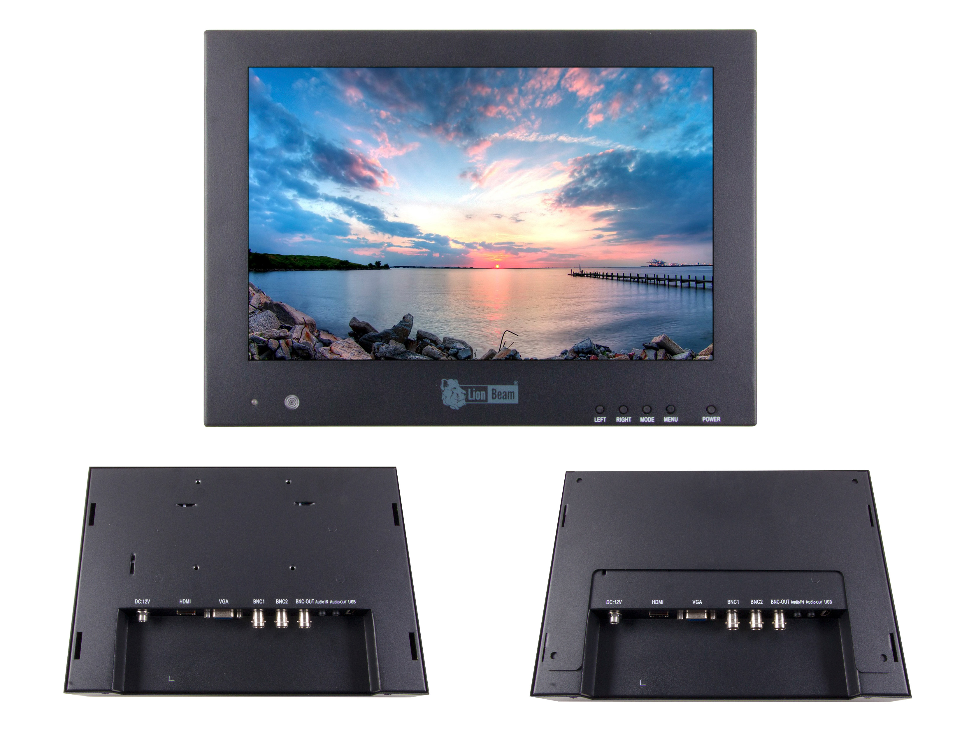 LIONBEAM | Monitor 10&quot; LED Surface Black HDMI,VGA,BNC