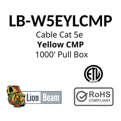 LIONBEAM | Cable Cat 5e CMP Yellow 1000&#39; Pull Box