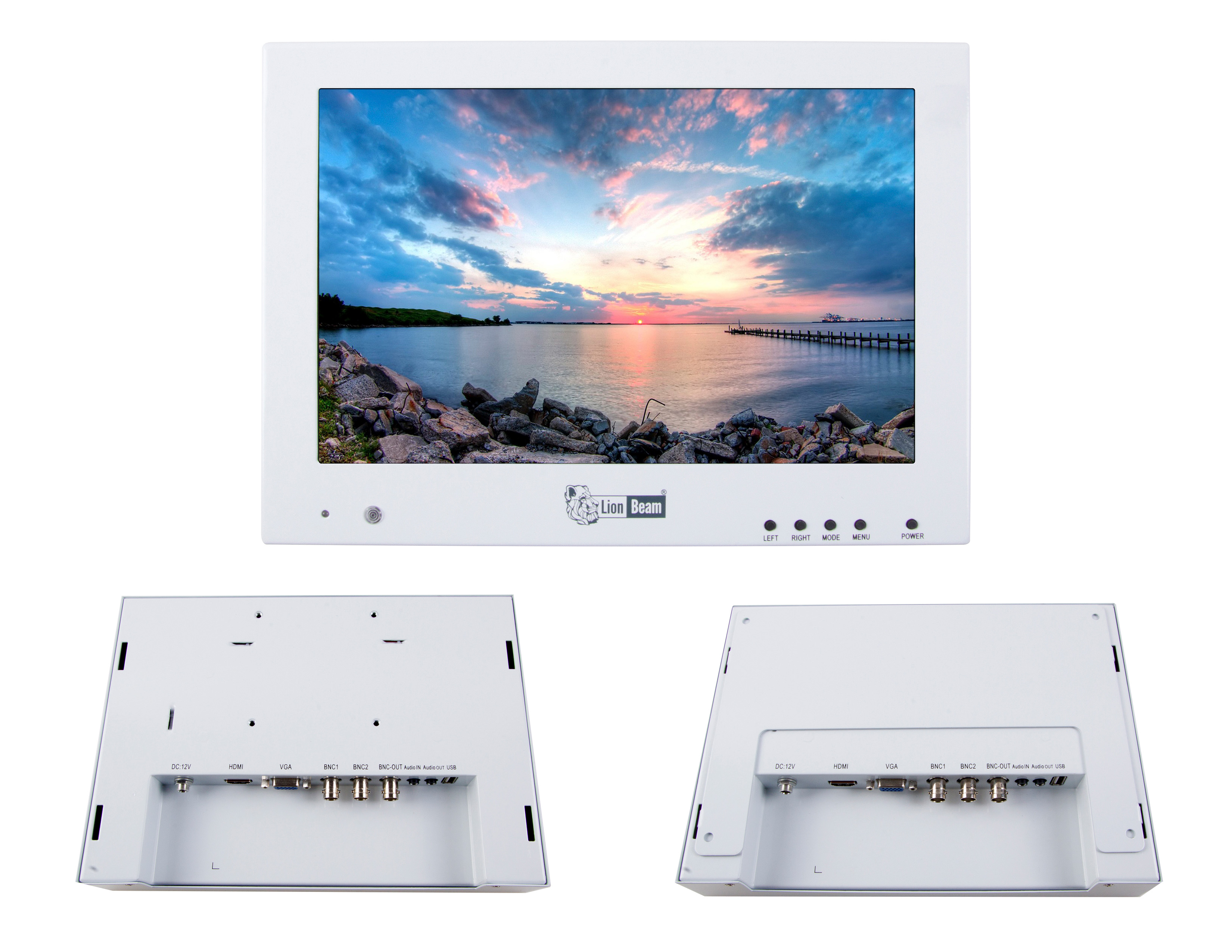 LIONBEAM | Monitor 10&quot; LED Surface White HDMI,VGA,BNC