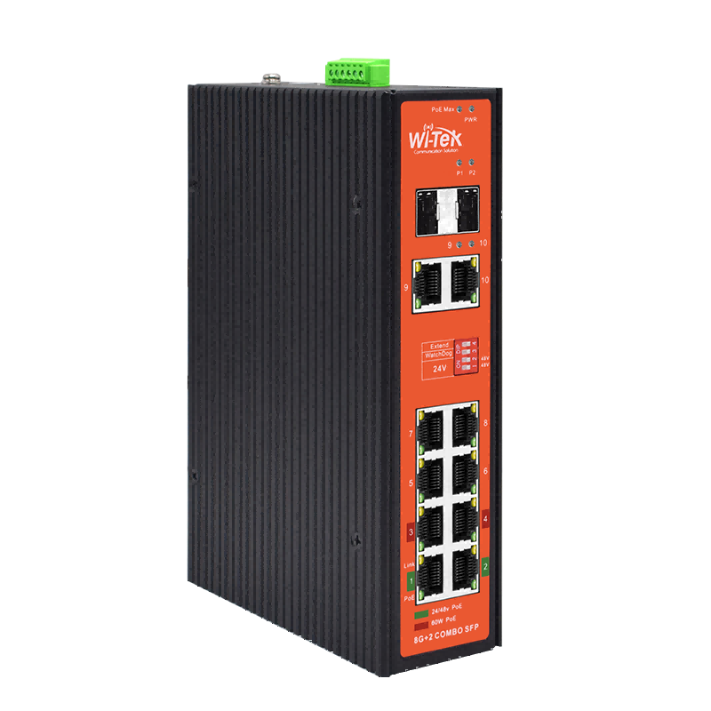 Wi-Tek | Switch 8 Ports Poe+
Gigabit 2 SFP L2 Industrial
Managed With Cloud Control
-40C&lt;tilde&gt;75C Power Supply
Not Included